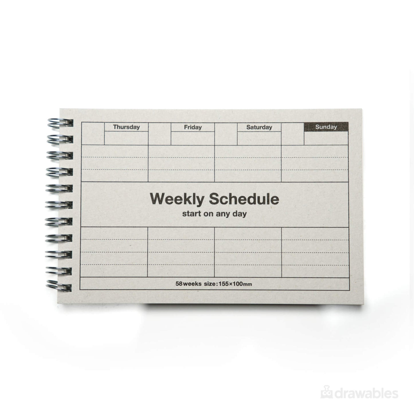 Datumloze Weekly Planner A6 Grijs - Mark’s Inc. Days