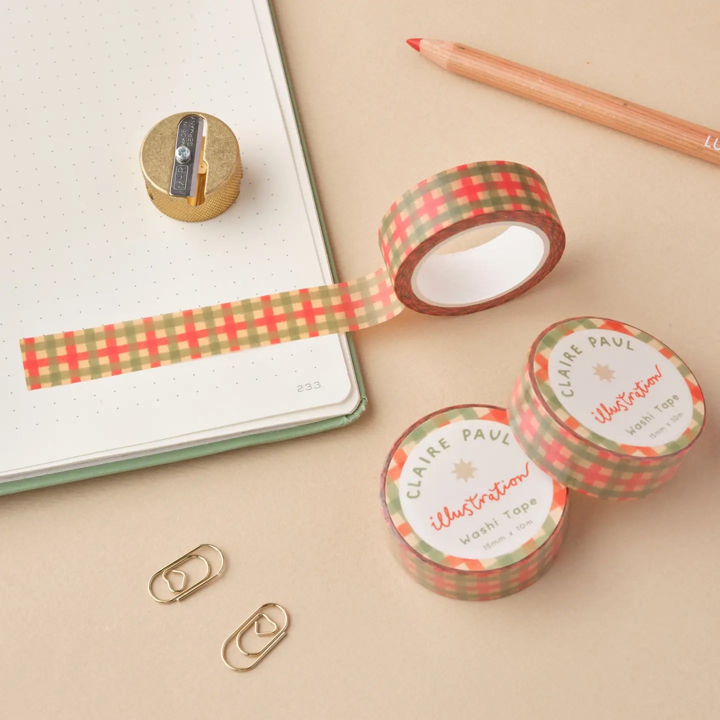 Claire Paul - Washi Tape 'Rood Groene Gingham'