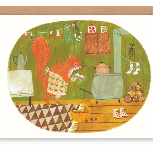 Squirrel and cake - A6 Greeting Card