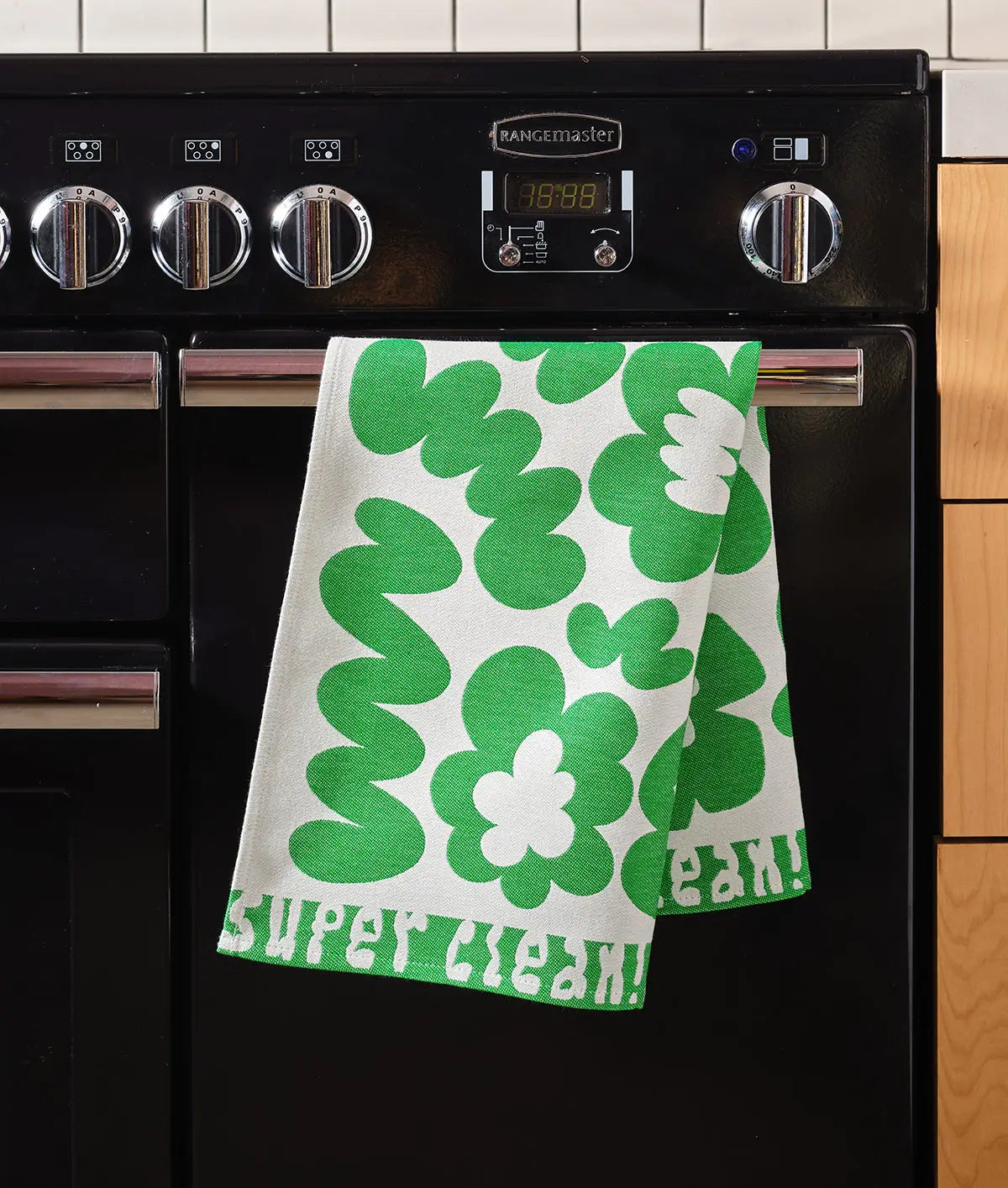 Theedoek Super Clean Groene Bloemen - Wrap