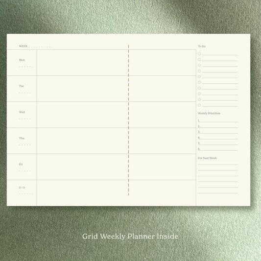 Fin Studio Undated Planner - Light Green (Weekly Grid Planner)
