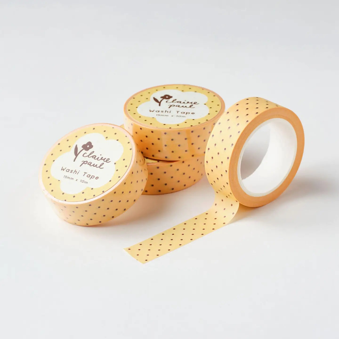 Washi tape Geel Bruin Polka Dot - Claire Paul