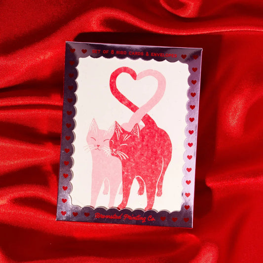 Wenskaart Set Liefdevolle katten Roze - Bromstad Printing Co.