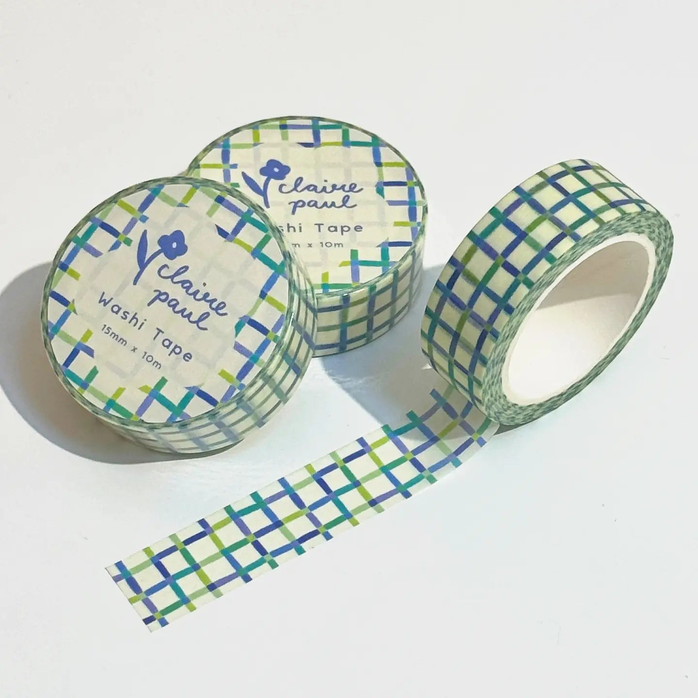Claire Paul - Washi Tape 'Raster Blauw & Groen'