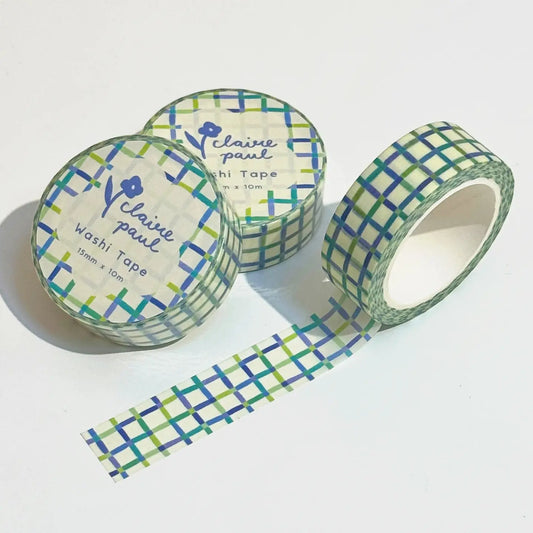 Claire Paul - Washi Tape 'Raster Blauw & Groen'