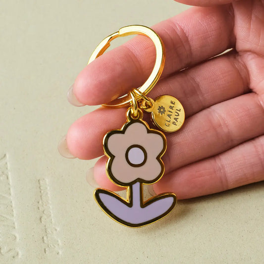 Sleutelhanger bagcharm emaille Paarse Bloem - Claire Paul