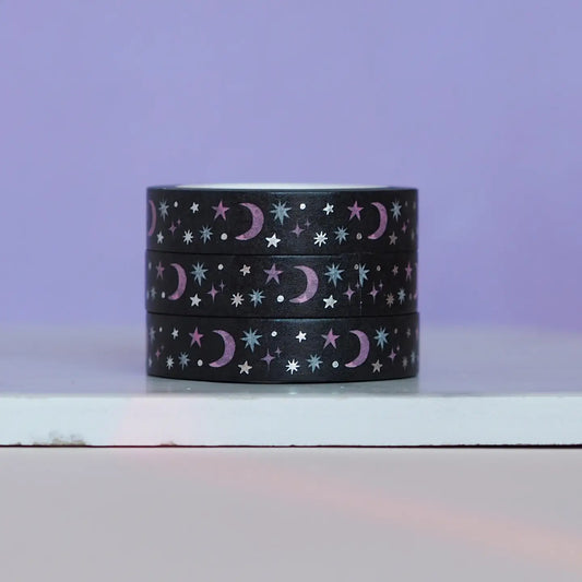 Nutmeg and Arlo Washi Tape - Black/Silver Galaxy (smal)