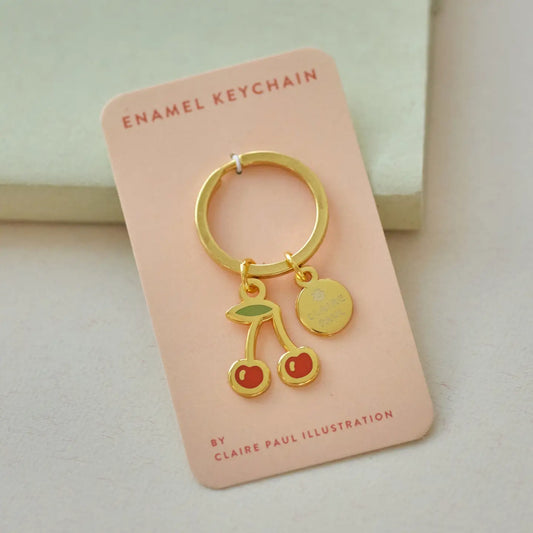 Sleutelhanger emaille Kersen bedel Goud - Claire Paul
