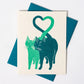 Bromstad Printing Co. - Risograph Valentijnskaart 'Loving Cats Green'