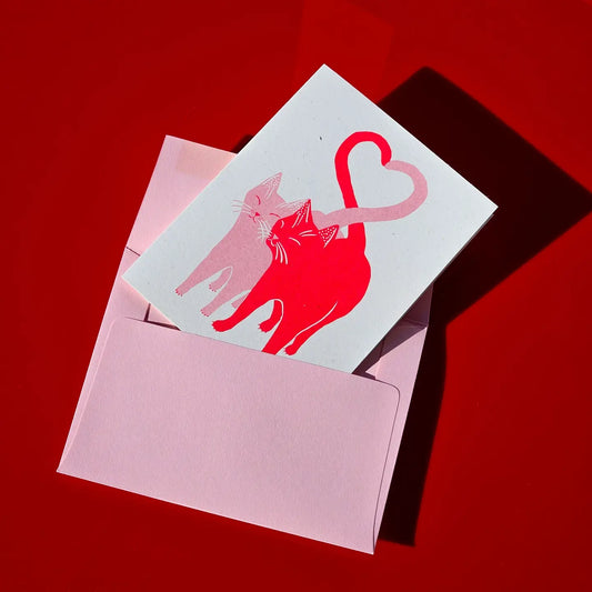 Bromstad Printing Co. - Risograph Valentine's Day card 'Loving Cats'