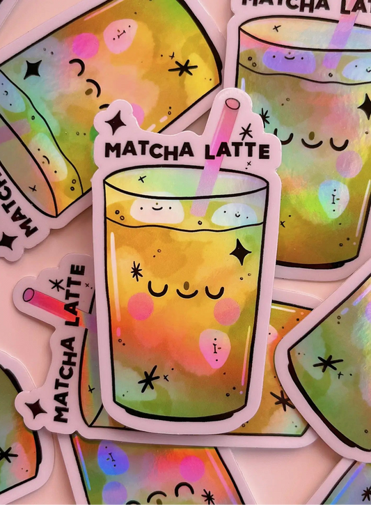 Sticker Holografisch Matcha Latte - Bloemkolie
