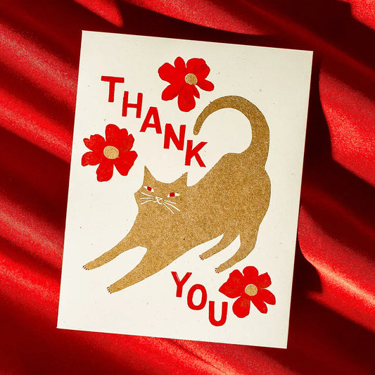 Bromstad Printing Co. - Risograph Wenskaart 'Thank You Cat'