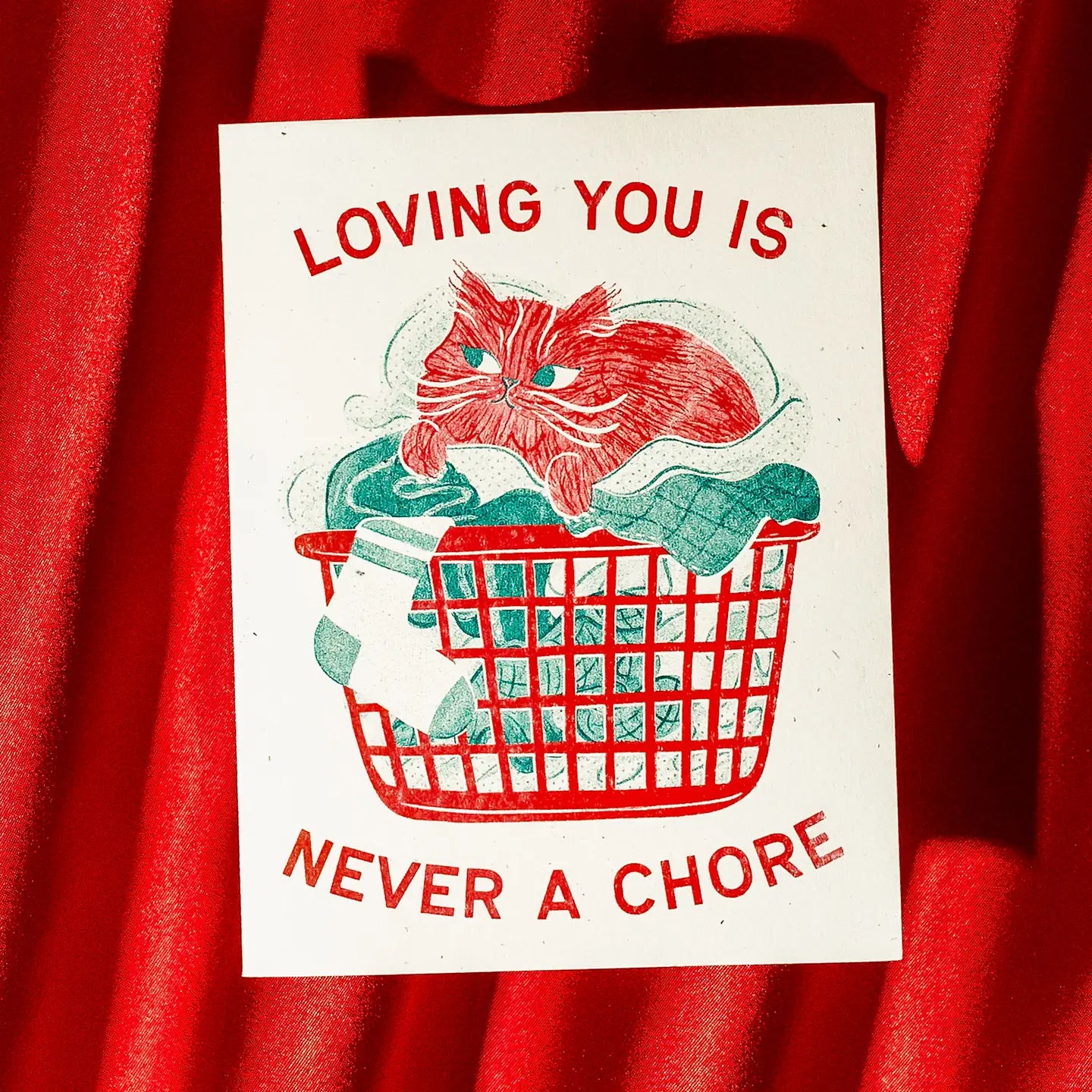 Bromstad Printing Co. - Risograph Valentijnskaart 'Never a chore'