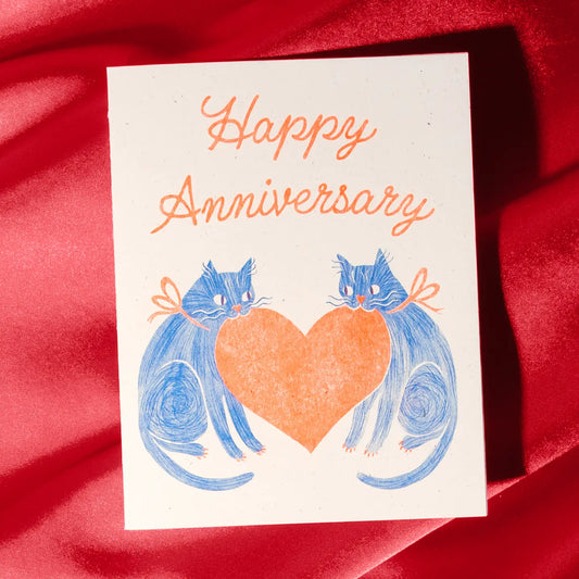 Jubileumkaart Katten met hart - Bromstad Printing Co.