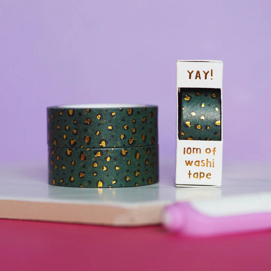 Nutmeg and Arlo Washi Tape - Emerald Green Leopard Print