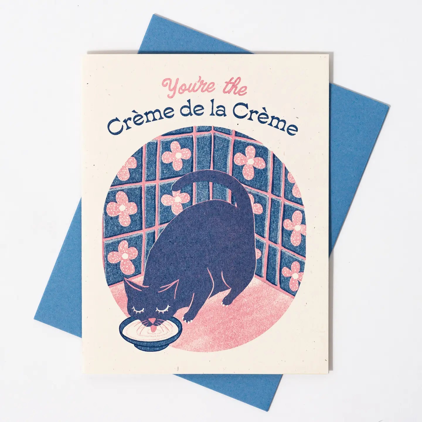 Bromstad Printing Co. - Risograph Wenskaart 'Crème de la Crème Cat'