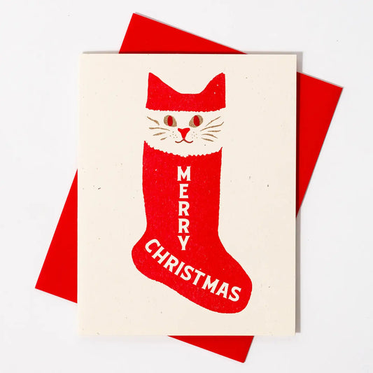 Bromstad Printing Co. - Risograph-Weihnachtskarte „Frohe Weihnachten, Strumpf“