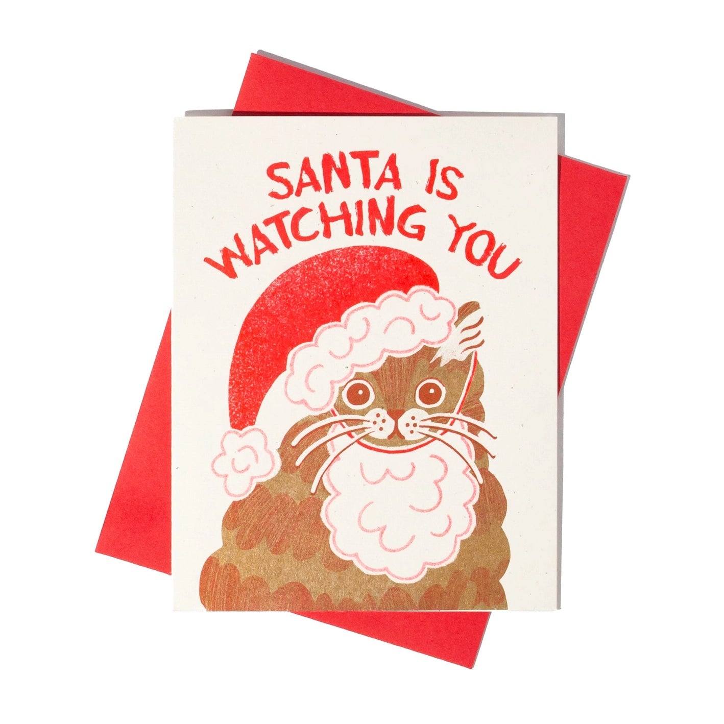 Kerstkaart Santa is watching you - Bromstad Printing Co.