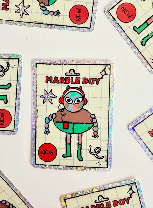 Bloemkolie Glitter Sticker - Marble Boy Robot