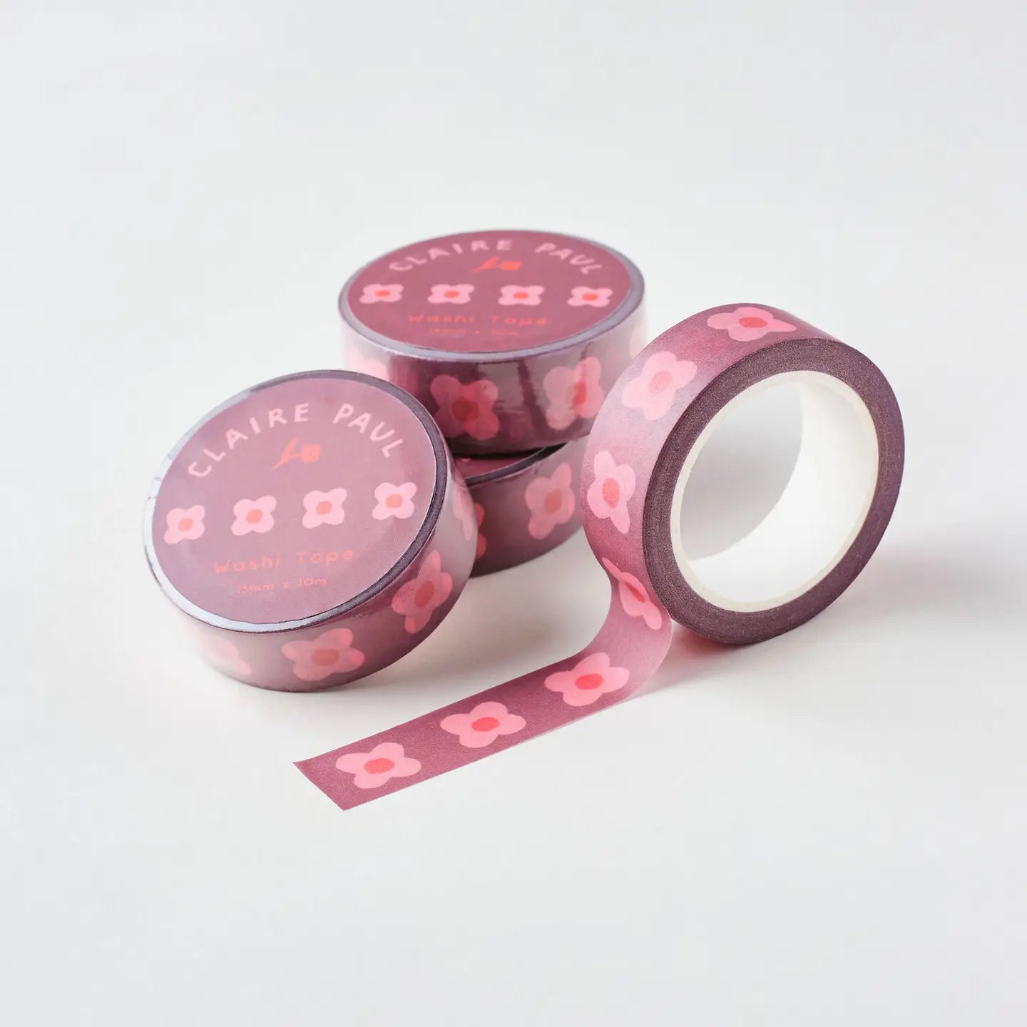 Washi tape Roze blokbloemen - Claire Paul