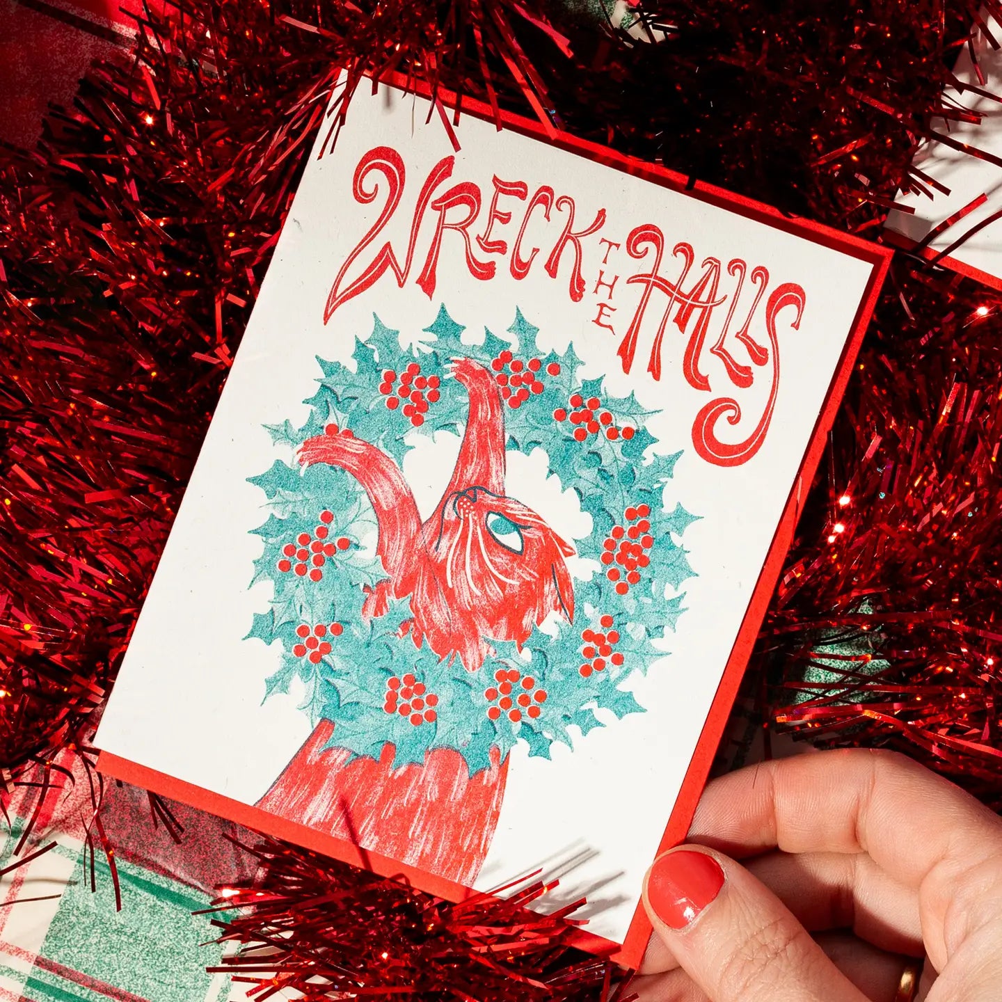 Kerstkaart Wreck the Halls - Bromstad Printing Co.