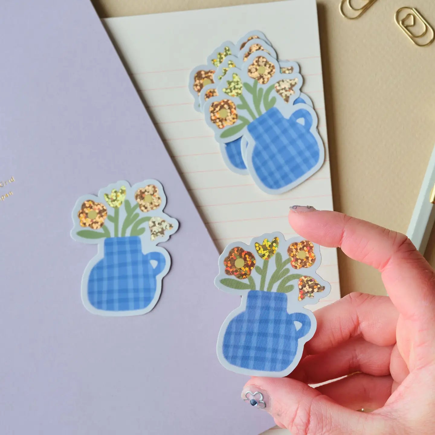 Claire Paul Holografische sticker - Bloemenvaas