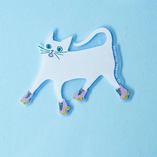 Bromstad Printing Co. 'Rollerskate Cat' - Clear Sticker