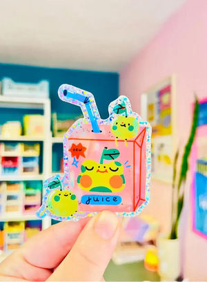 Bloemkolie Glitter Sticker - Froggo Appelsap