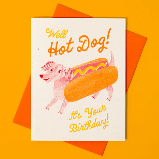 Bromstad Printing Co. - Risograph Verjaardagskaart 'Hot Dog' A2