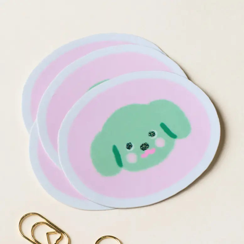 Claire Paul Holografische sticker - Groene hond
