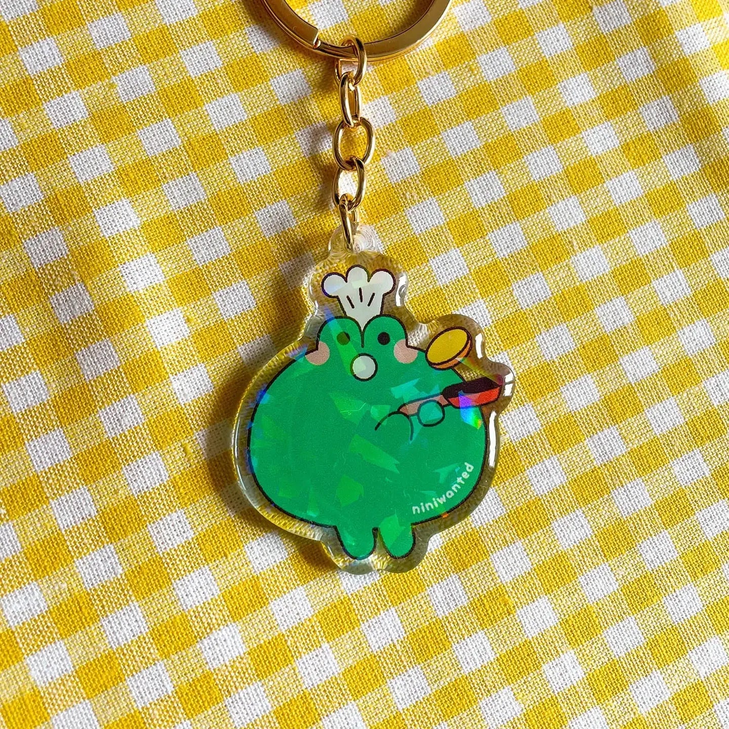 Sleutelhanger Bag Charm Kikker pannenkoek - Niniwanted
