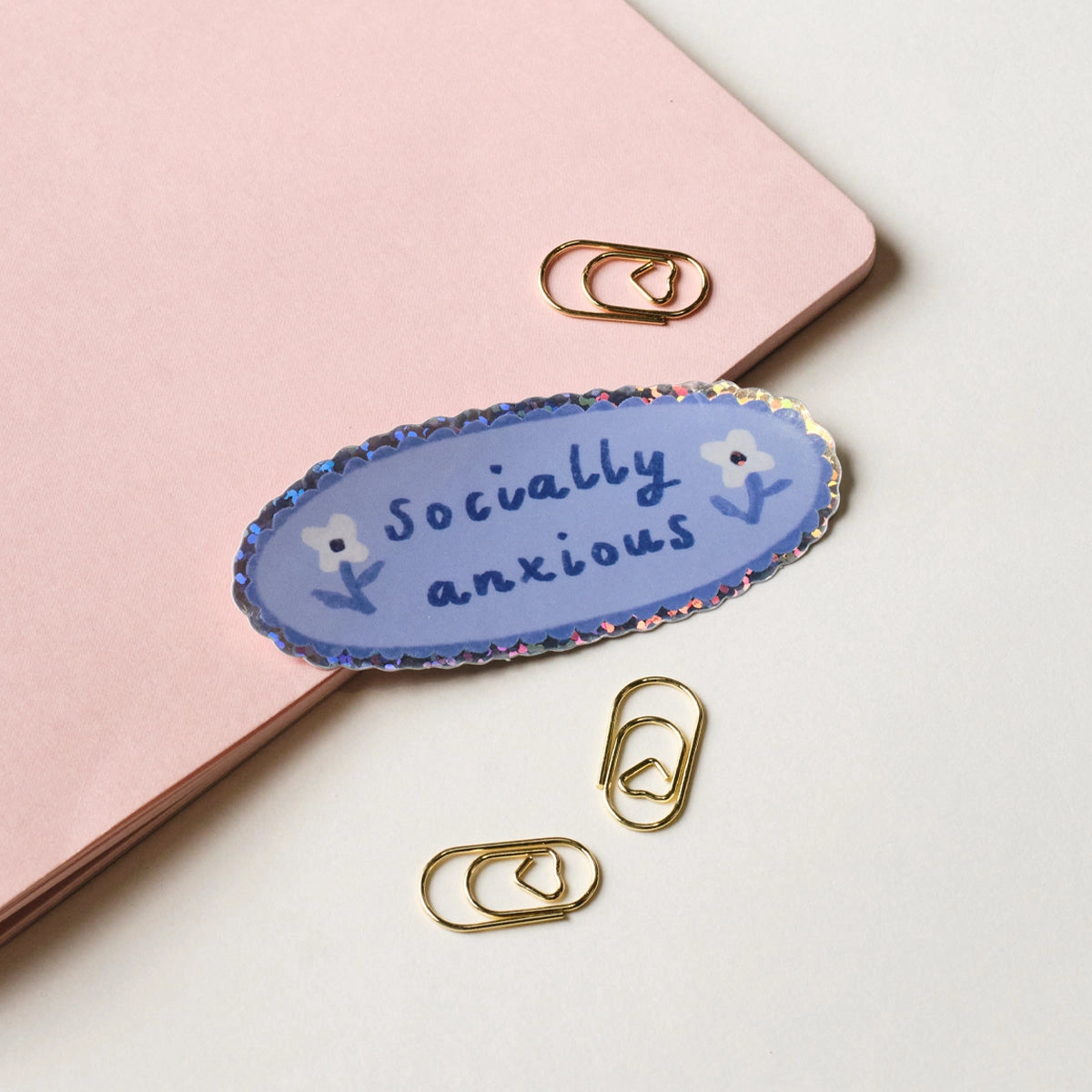 Sticker Holografisch Socially Anxious - Claire Paul