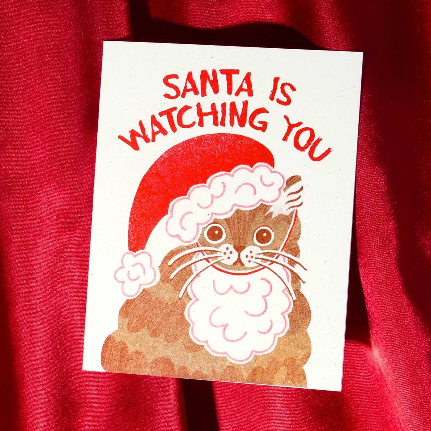 Kerstkaart Santa is watching you - Bromstad Printing Co.
