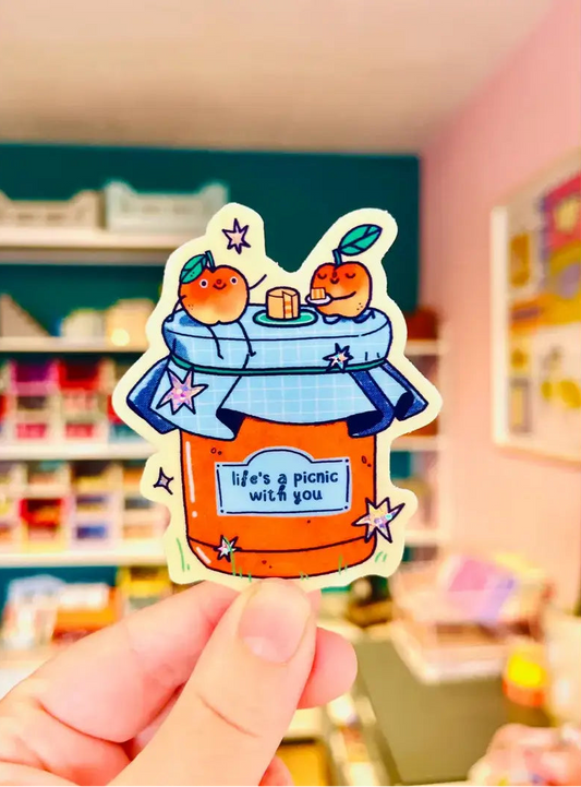 Bloemkolie Glitter Sticker - Abrikozenpicknick