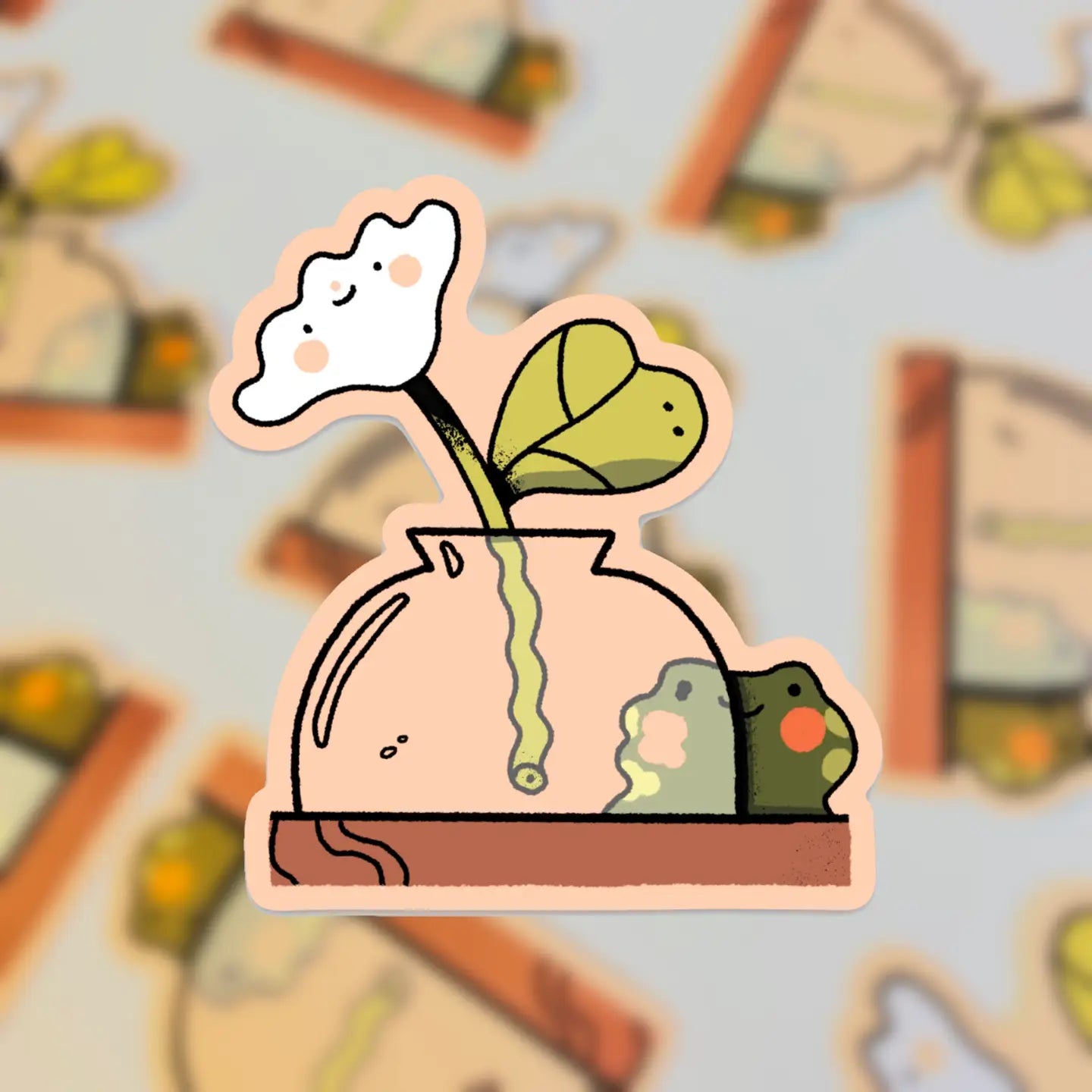 Bloemkolie Vinyl Sticker - Shy Frog