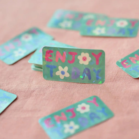 Claire Paul Holografische sticker - Enjoy Today