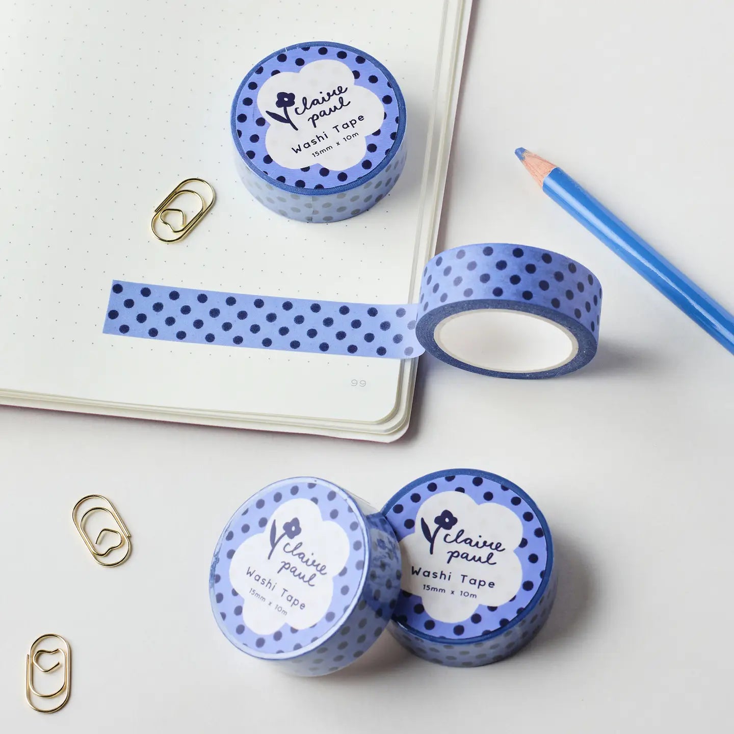 Washi tape Blauwe Polka Dot - Claire Paul