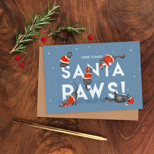 Emily Nash kerstkaart A6 - Santa Paws