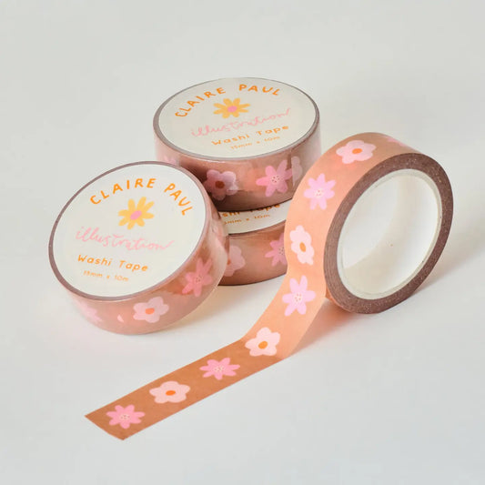 Claire Paul - Washi Tape 'Roze en Bruine bloemen'