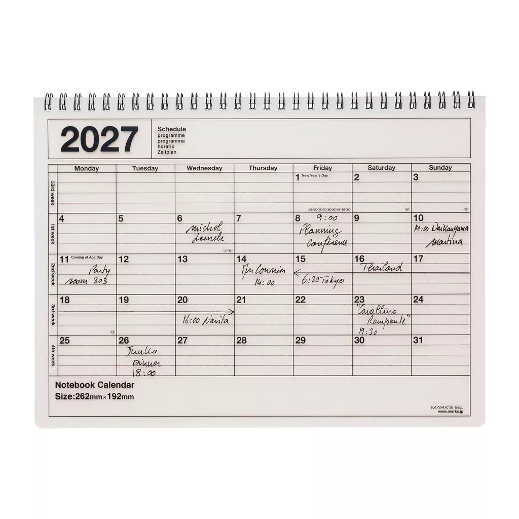 2027 Notebook Calendar Medium Ivory - Mark’s Inc. Days