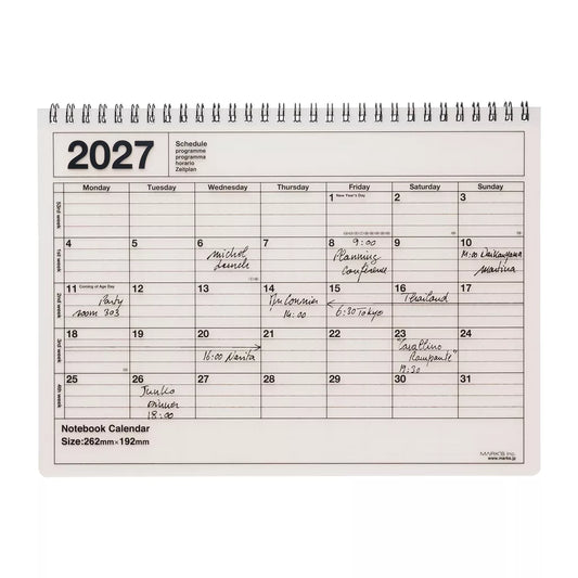 2027 Notebook Calendar Medium Ivory - Mark’s Inc. Days