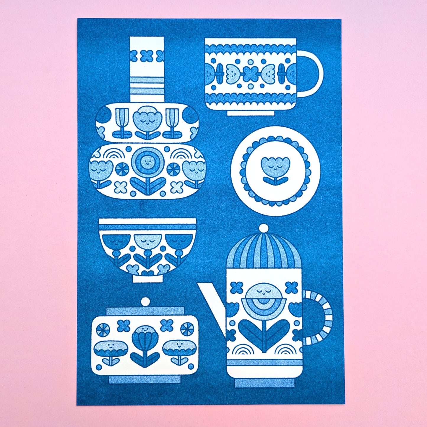 A4 Zeefdruk poster Delftware Ceramics - Hello Vonnie