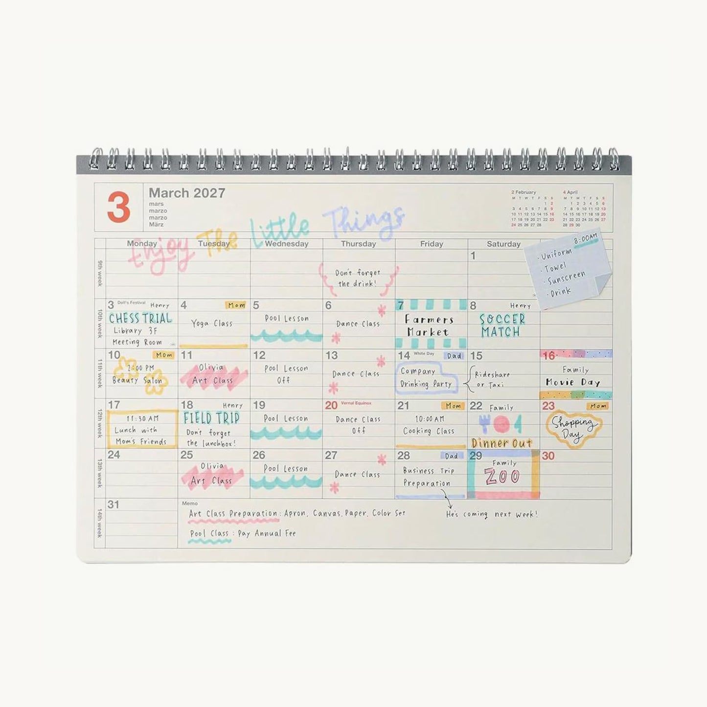 2027 Notebook Calendar Medium Ivory - Mark’s Inc. Days