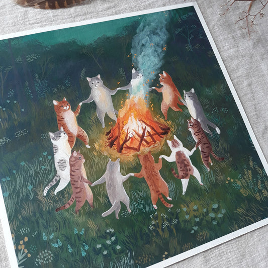 Cécile Berrubé Print - Dansende katten 20x20cm