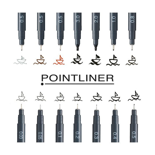 Grijze Pentel Pointliner 1.0 zwarte fineliner met zilveren clip en metalen punt. Waterbestendige en lichtechte inkt.