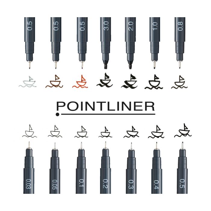 Pentel Fineliner Pointliner – Set Schwarz