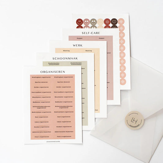 Stickerset 'Organiseren' 5 vellen - Leukigheidjes