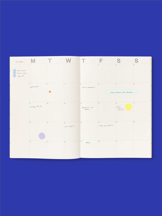 mishmash Undated Large A4 planner Monthly - Solid Blue