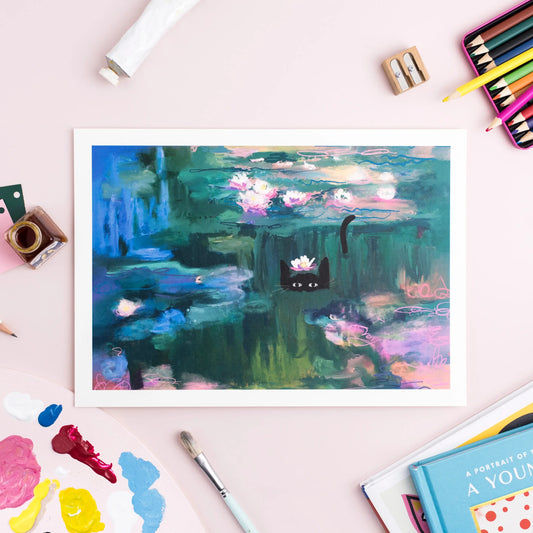 Clawed Meow Water Lily - A4 Art print
