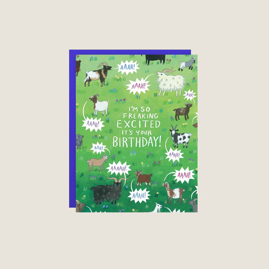 Excited goats - Birthday card